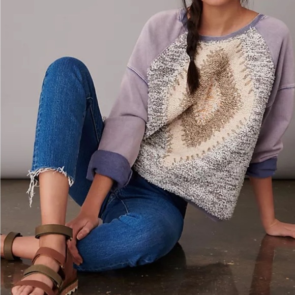 Anthropologie Pilcro jumper crew neck Anabel Textured Tufted 3D Knit - Picture 2 of 8